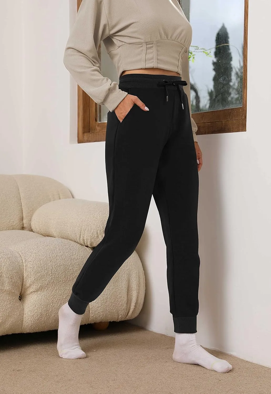 Heathyoga Fleece Lined Joggers for Women Thermal Sweatpants for Women Joggers with Pockets Workout Pants Running Pants
