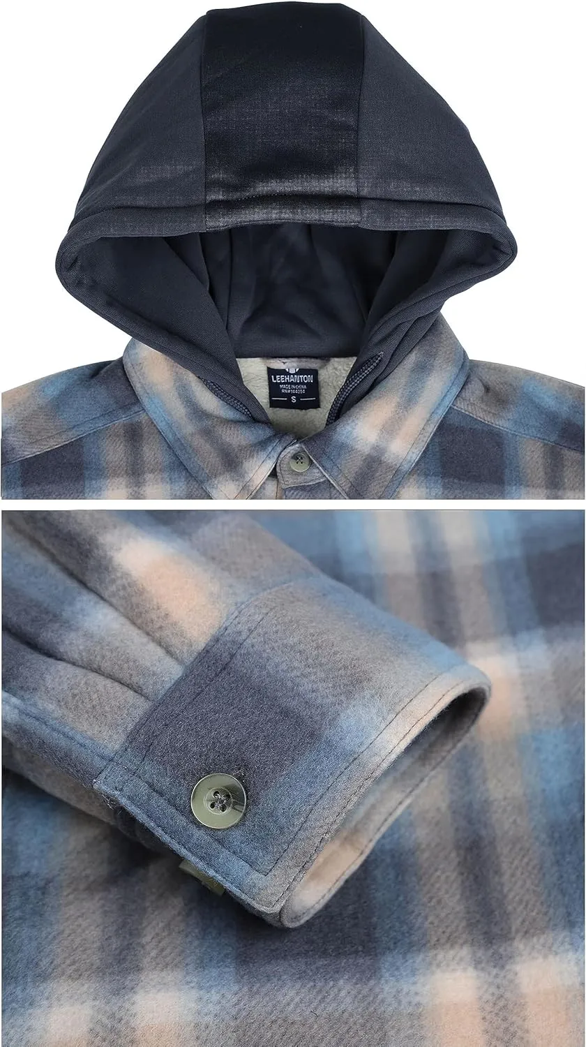 Heavy Thick Flannel Plaid Jacket Sherpa Fleece Lined Hoodies for Men Zip Up Winter Warm Coat Buffalo Zipper Sweatshirt