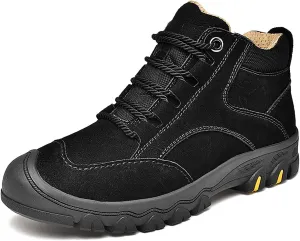 HESBITEUL Men's Leather Chukka Hiking Boots All Seasons for Camping & Driving Ankle Shoes