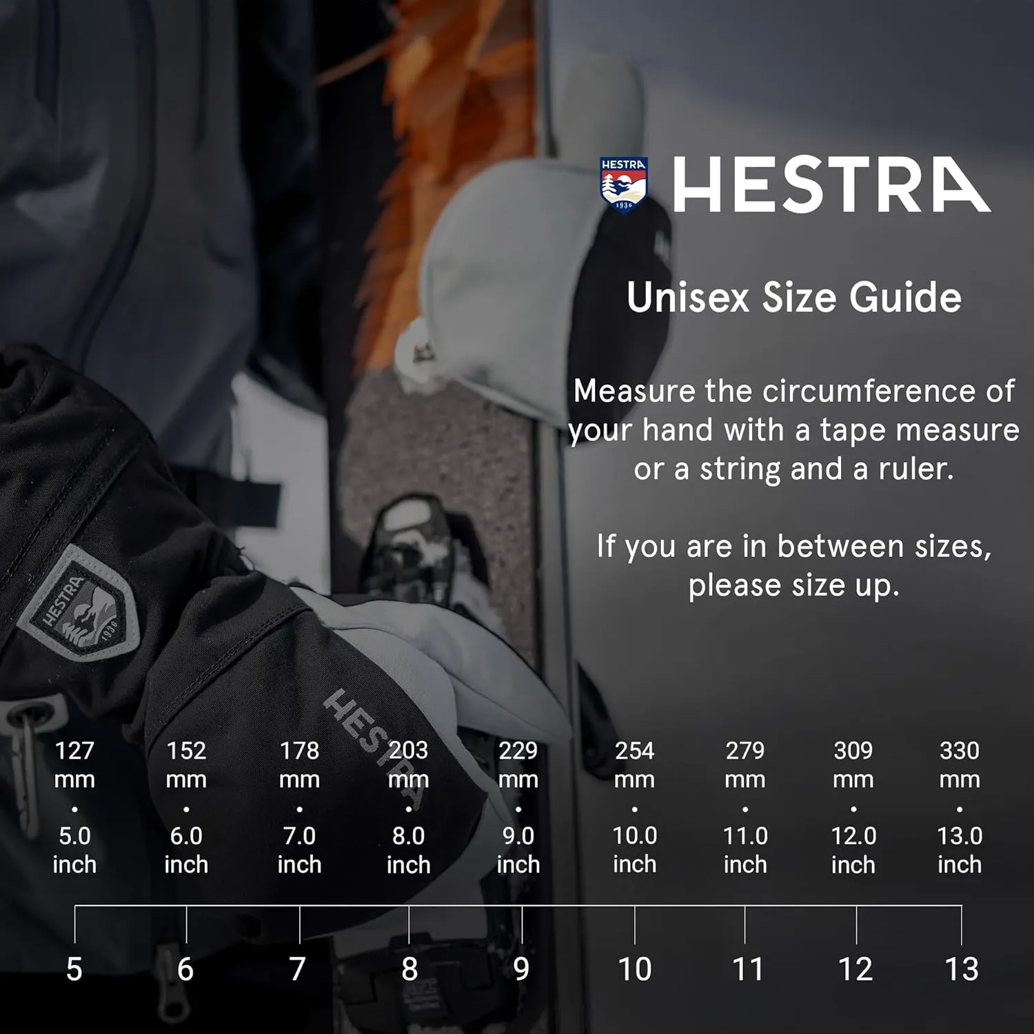 Hestra Unisex CZone Mountain Mitt, Waterproof, Windproof Leather Alpine Ski Mittens for Men & Women