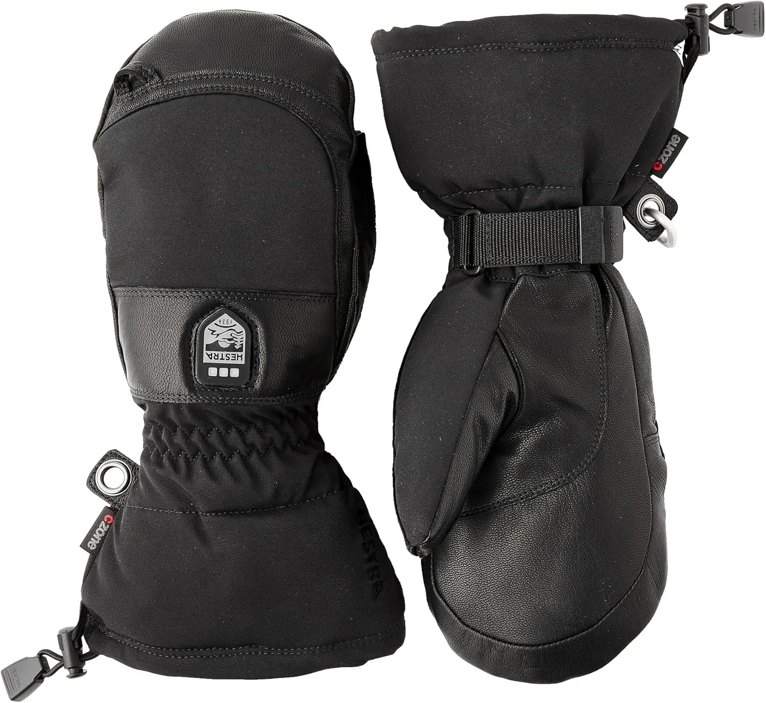 Hestra Unisex Heater Gauntlet Mitt, Waterproof, Leather Electric Warming Alpine Ski Mittens for Men & Women