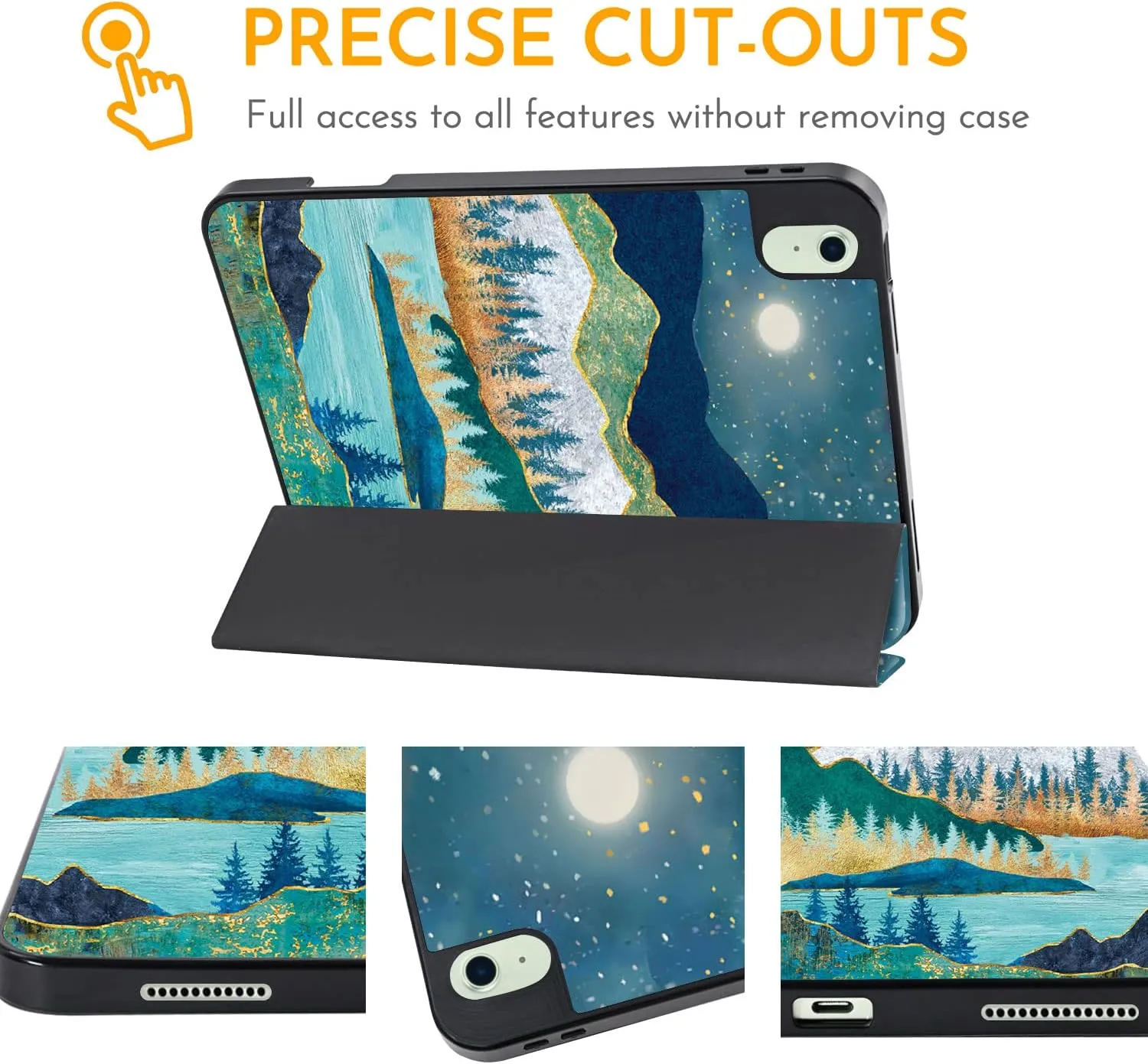 Hi Space for iPad 10th Generation Case 10.9 inch 2022 with Pencil Holder, Mountain Green Landscape Nature Trifold Protective Shockproof Cover foriPad 10th Gen Auto Sleep Wake for A2757 A2777