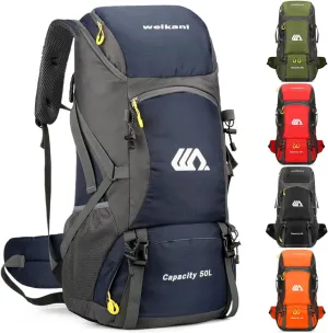 Hiking Backpack 50L, Lightweight Travel Backpack Camping Essentials Bag Outdoor Sport Daypack for Men Women Trekking Hunting Adventure Gear (Blue)