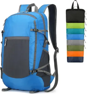 Hiking Backpack Daypack Lightweight Packable Travel Outdoor Camping Ultra Foldable Day Pack for Woman Man (Blue, 30L)