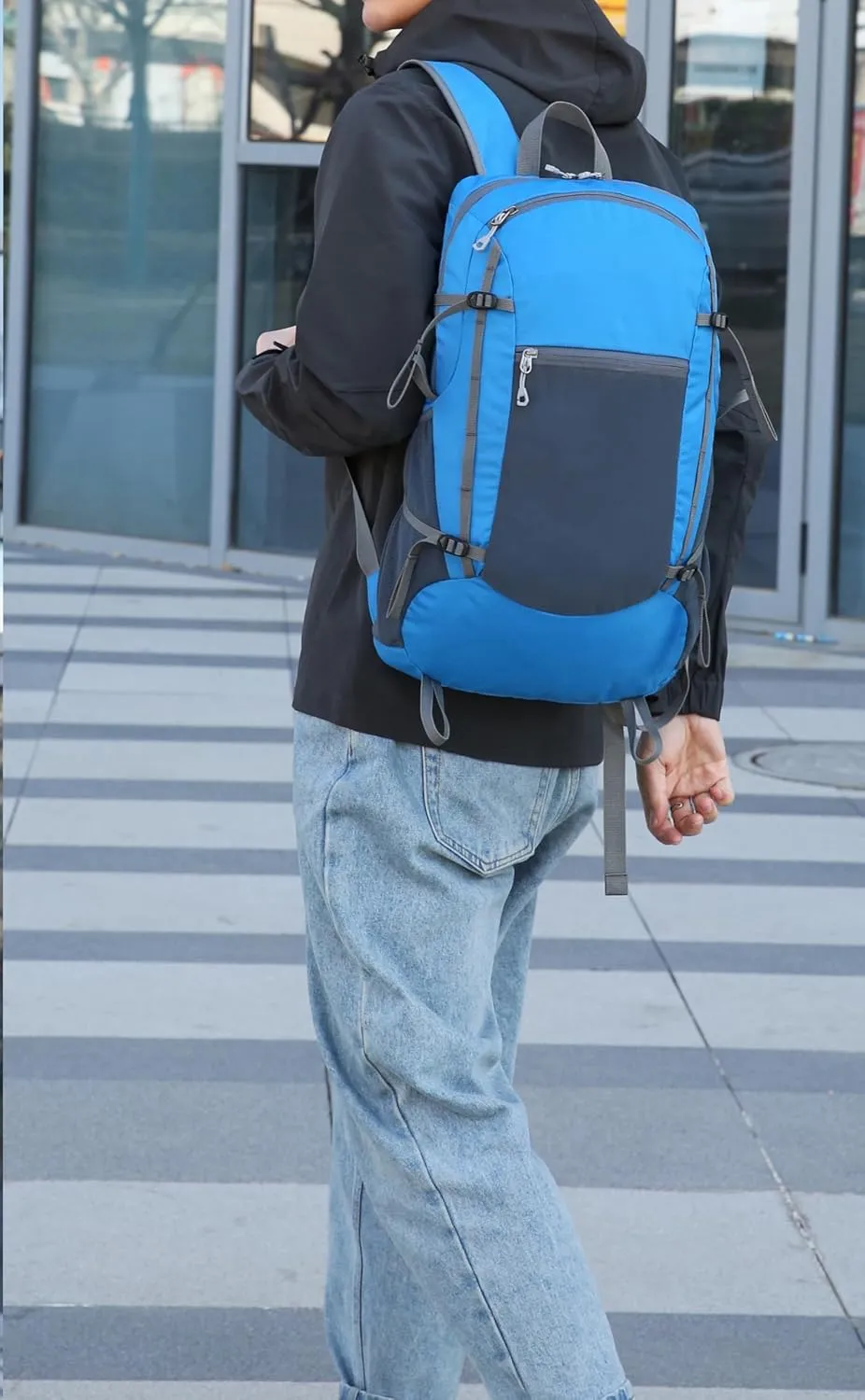 Hiking Backpack Daypack Lightweight Packable Travel Outdoor Camping Ultra Foldable Day Pack for Woman Man (Blue, 30L)