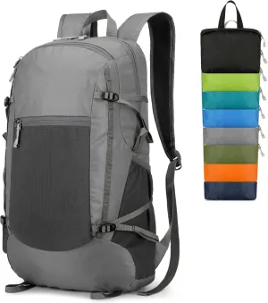 Hiking Backpack Daypack Lightweight Packable Travel Outdoor Camping Ultra Foldable Day Pack for Woman Man (Gray, 30L)