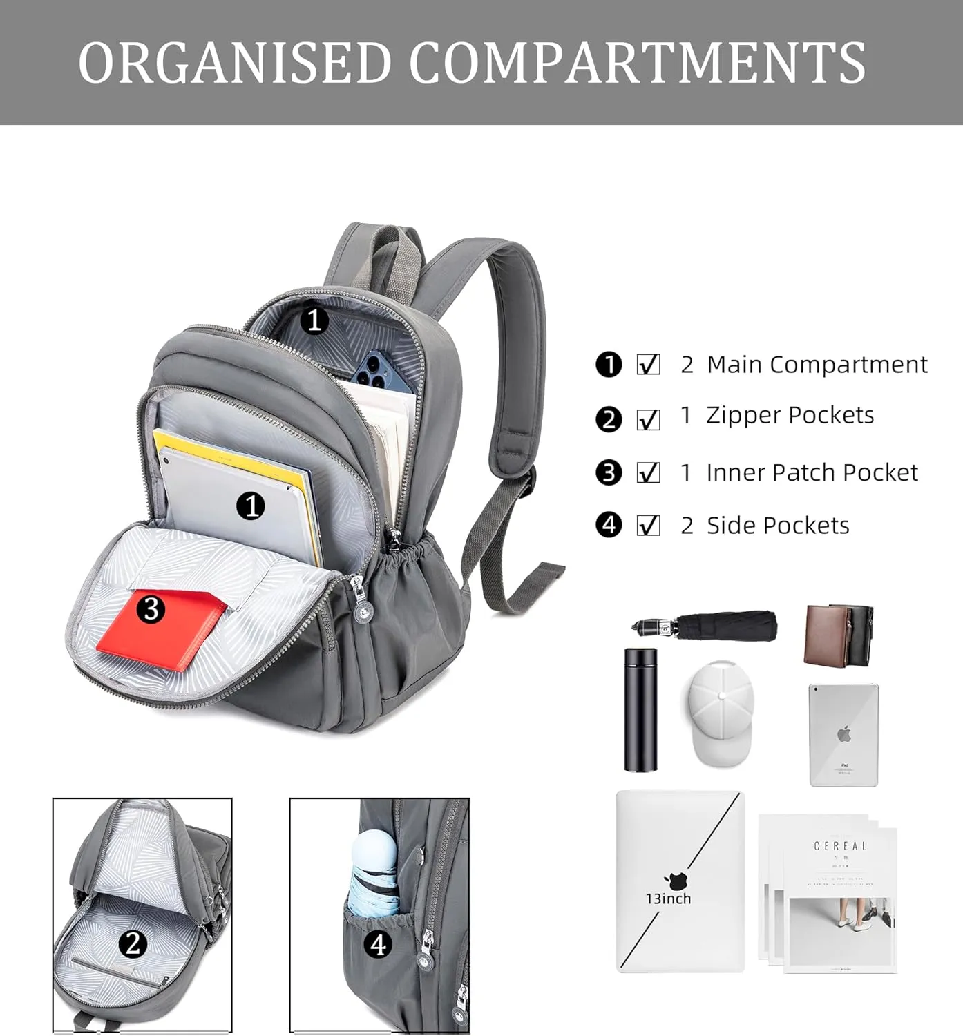 Hiking Waterproof 13" Laptop Backpack Purse for Women and Men,Travel Backpack