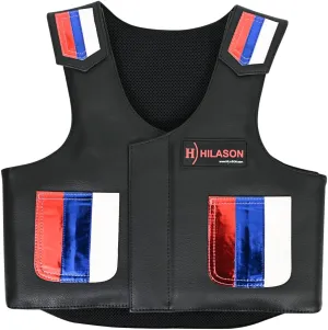 HILASON Kids Junior Youth Horse Riding Pro Rodeo Leather Protective Vest Blue/Metallic Red | Youth Rodeo Vest | Leather Vest