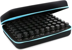 Hipiwe 70 Essential Oils Carrying Case Holds 5ml, 10ml, 15ml Bottles Hard Shell Exterior EVA Essential Oils Storage Organzier Bag with Foam Insert and Carrying Handle, Blue