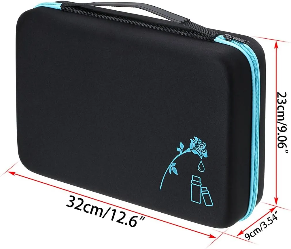 Hipiwe 70 Essential Oils Carrying Case Holds 5ml, 10ml, 15ml Bottles Hard Shell Exterior EVA Essential Oils Storage Organzier Bag with Foam Insert and Carrying Handle, Blue