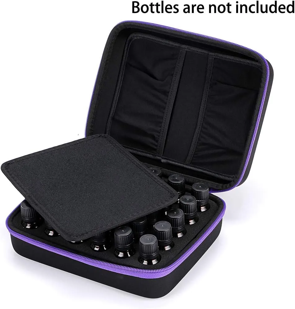 Hipiwe Essential Oil Case, 30 Bottles EVA Storage Bag - Black   Purple, Perfect for Travel