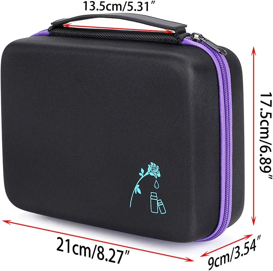 Hipiwe Essential Oil Case, 30 Bottles EVA Storage Bag - Black   Purple, Perfect for Travel