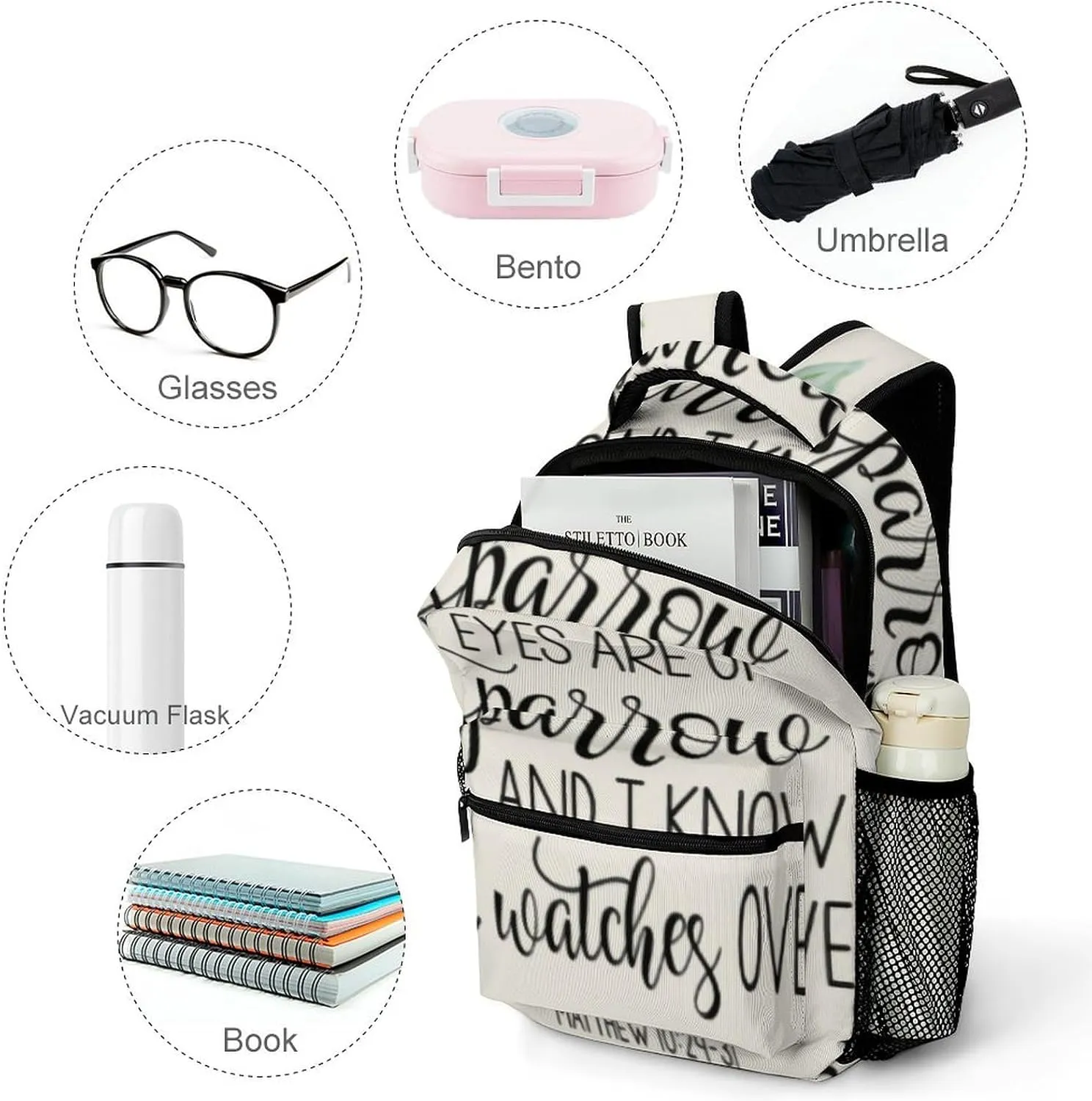 'His Eyes Are on The Sparrow Backpack with Large Capacity Versatile for Daily Use Suitable for Unisex