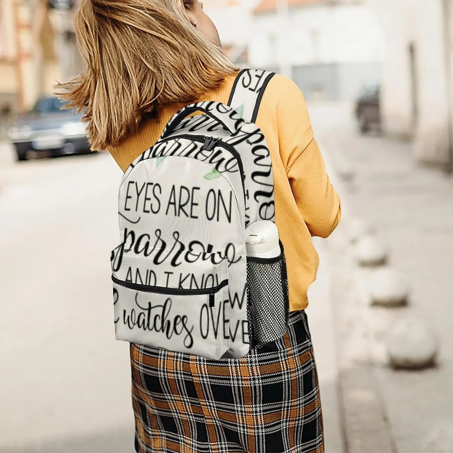 'His Eyes Are on The Sparrow Backpack with Large Capacity Versatile for Daily Use Suitable for Unisex
