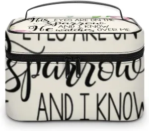 'His Eyes Are on The Sparrow Fashionable Portable Makeup Bag, Travel Makeup Bag Storage,