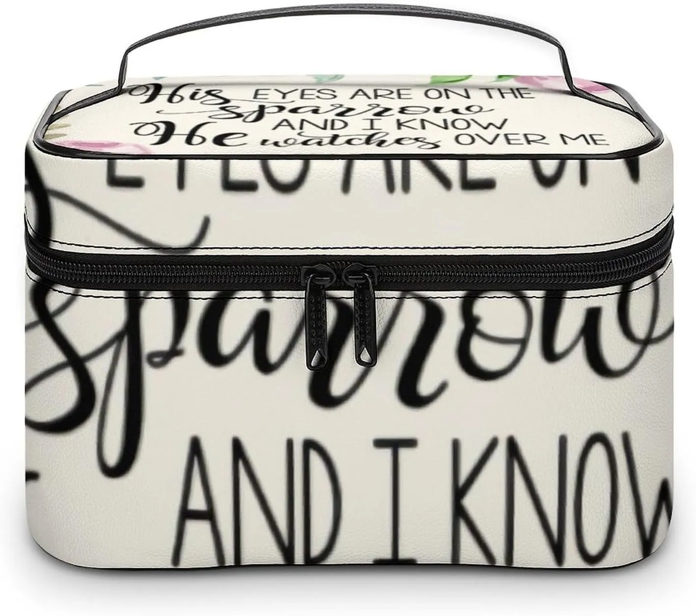 'His Eyes Are on The Sparrow Fashionable Portable Makeup Bag, Travel Makeup Bag Storage,