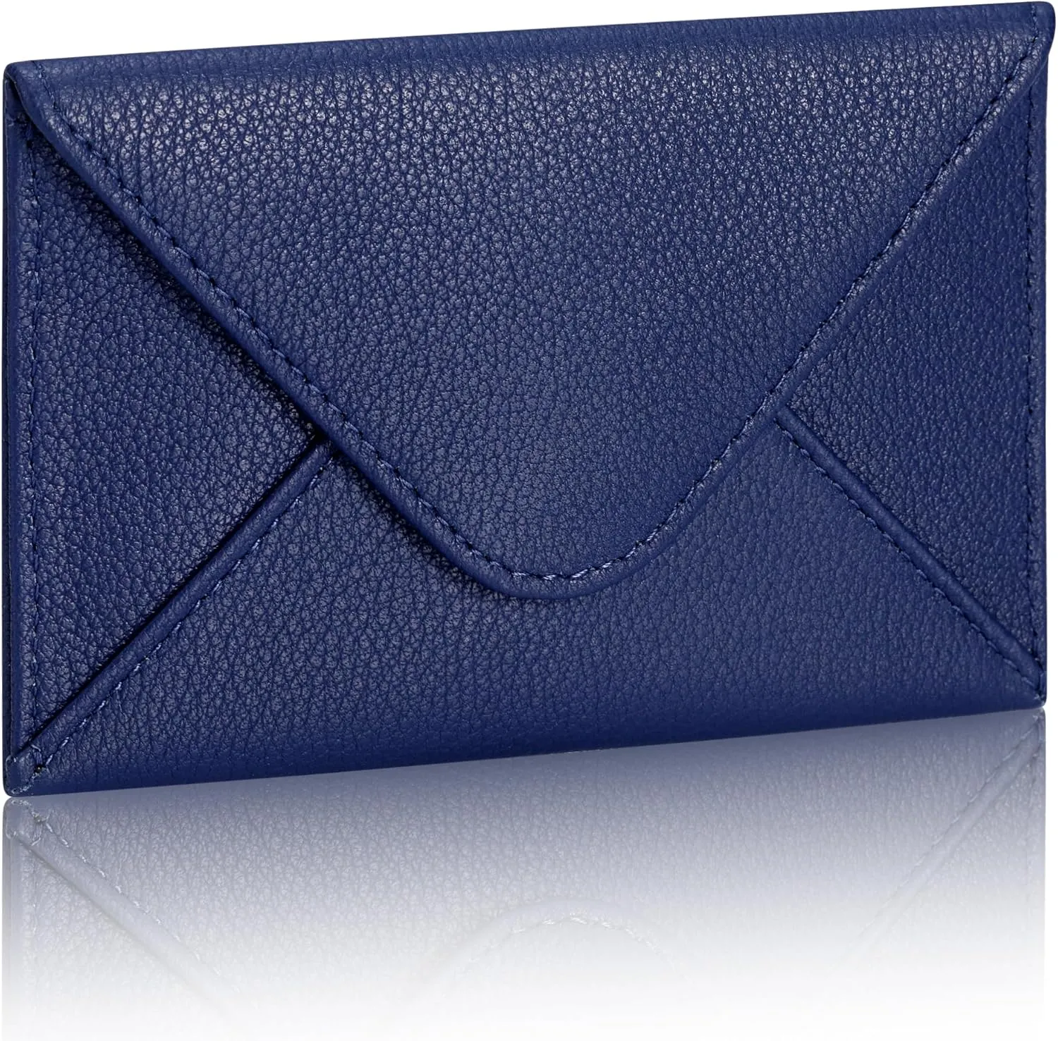 HISCOW Envelope Business Card Case with Magnet Closure - Italian Calfskin (Blue)