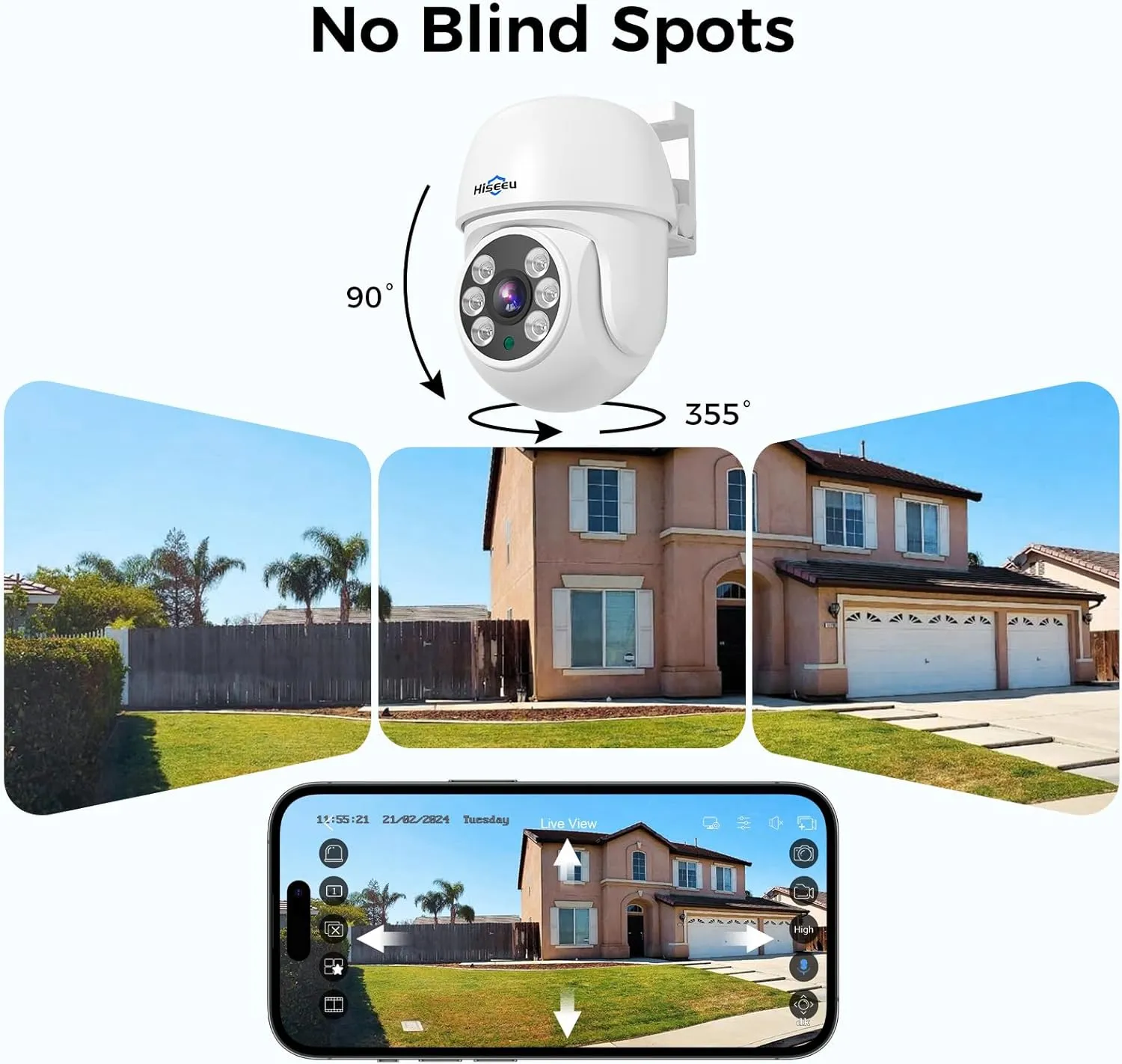 Hiseeu 【355°pan and 90°tilt】 5MP AHD PTZ Home Wired Security Cameras,100ft Clear Night Visio,CCTV Analog TVI CVI XVI,Smart Motion Detection,Security Dome Wired Camera for Indoor Outdoor Security 2PCS