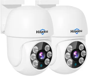 Hiseeu 【355°pan and 90°tilt】 5MP AHD PTZ Home Wired Security Cameras,100ft Clear Night Visio,CCTV Analog TVI CVI XVI,Smart Motion Detection,Security Dome Wired Camera for Indoor Outdoor Security 2PCS