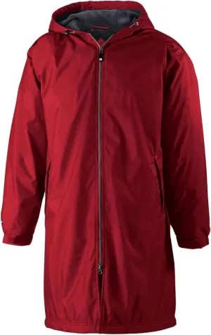 Holloway Men's Conquest Knee-Length Jacket – Warm-Up Wind/Water-Resistant Outerwear, Hooded & Adjustable Fit