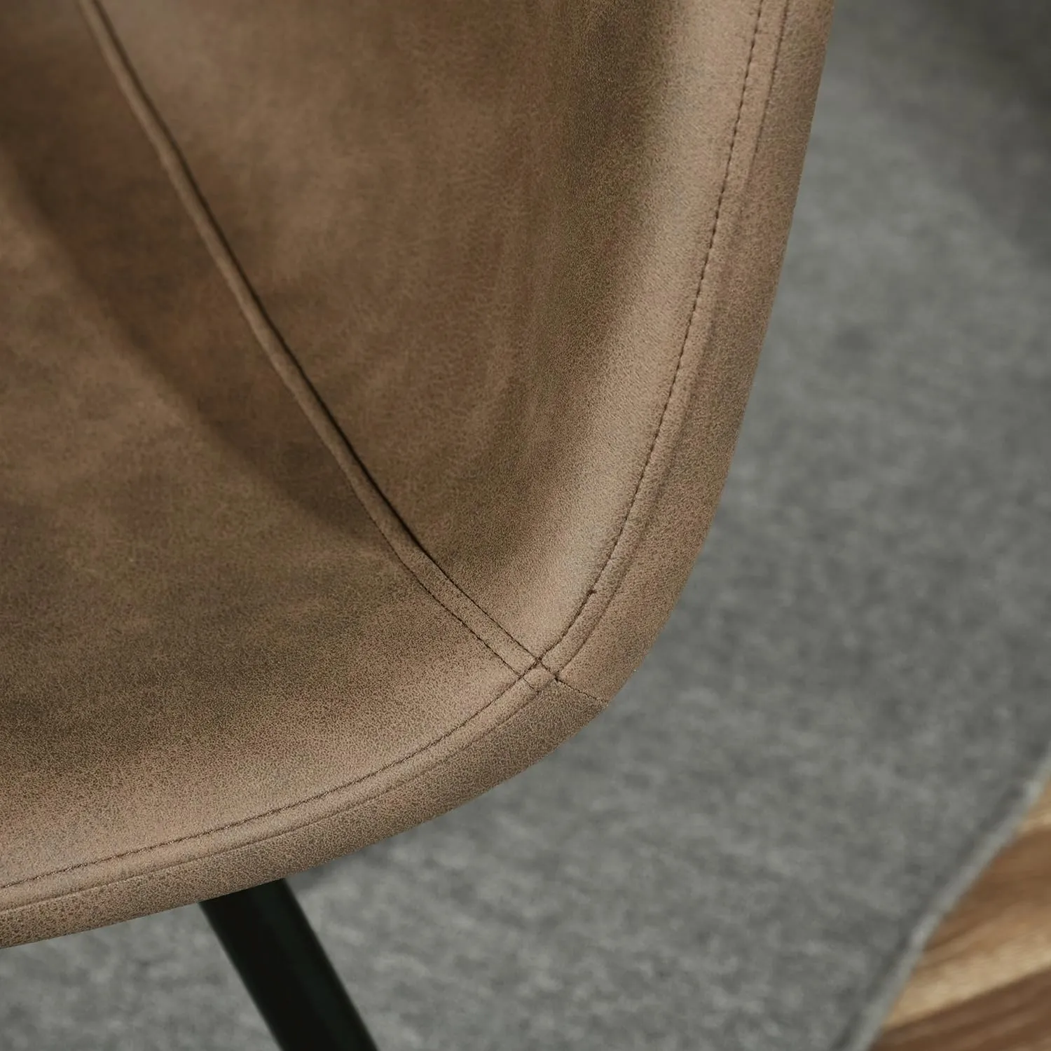 Homy Casa Modern Faux Leather Dining Chairs Set of 2 – Armless Upholstered Side Chairs with Sturdy Metal Legs – Stylish Brown Seating for Kitchen & Dining Room, Brown