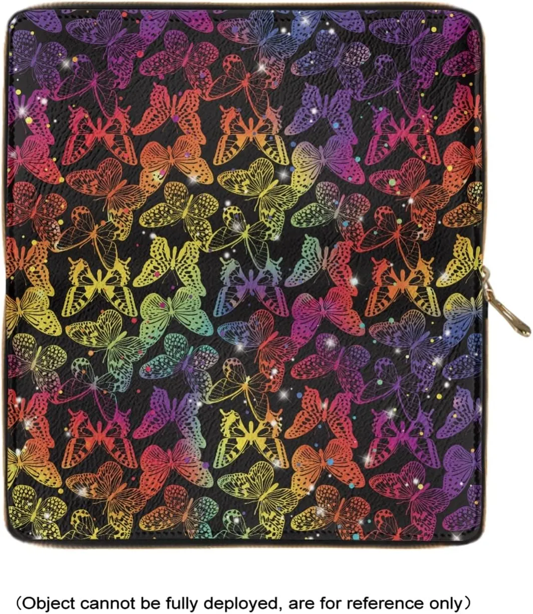 Howilath Coloful Butterfly Pattern Women Long Pu Leather Wallet with Credit Card Holder Coin Pockets Zip Around Clutch Slim Purse