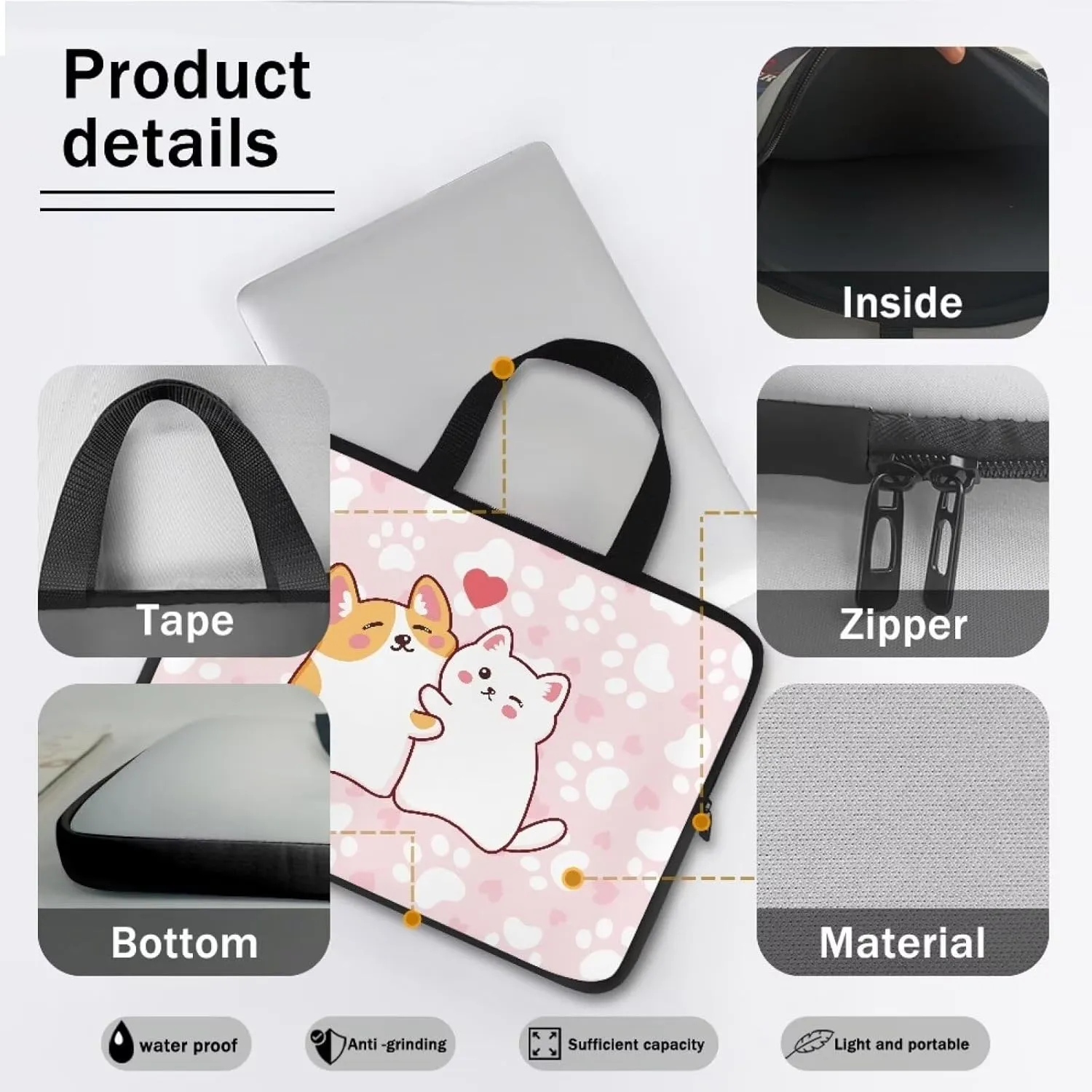 HUGS IDEA Computer Bag Laptop Sleeve Carrying Case with Handle Zipper Notebook Messenger Briefcase