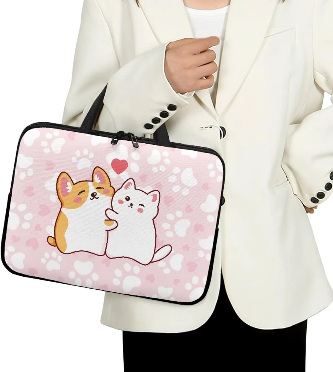 HUGS IDEA Computer Bag Laptop Sleeve Carrying Case with Handle Zipper Notebook Messenger Briefcase