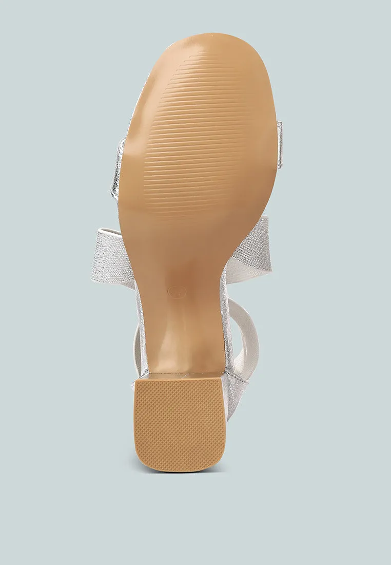 Huskies Metallic Faux Leather Block Heel Sandals By Ruw