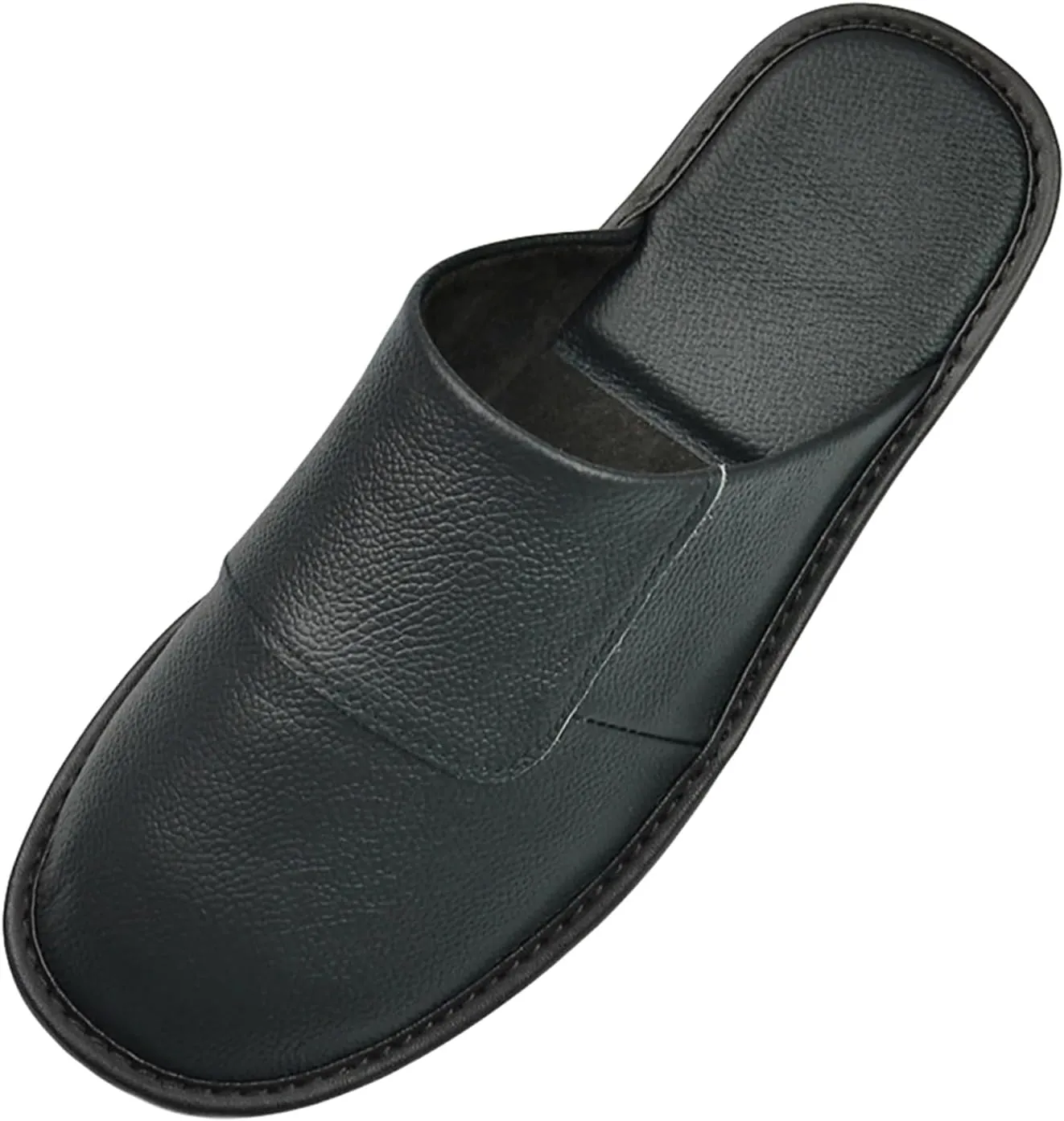 Hwayslon Leather Slippers Men's Women's Leather Room Slippers Natural Cowhide Luxury Solid Color Unisex
