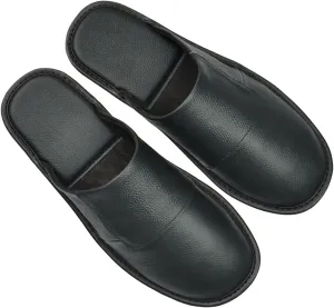 Hwayslon Leather Slippers Men's Women's Leather Room Slippers Natural Cowhide Luxury Solid Color Unisex