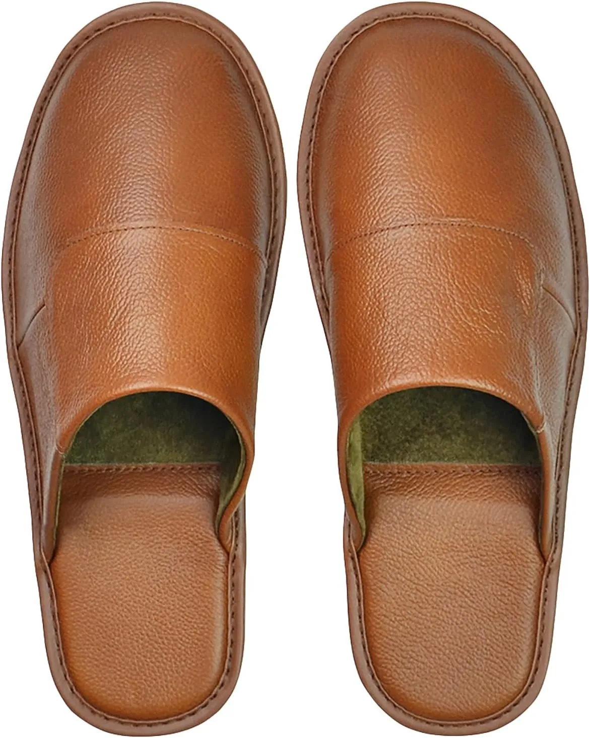 Hwayslon Leather Slippers Men's Women's Leather Room Slippers Natural Cowhide Luxury Solid Color Unisex