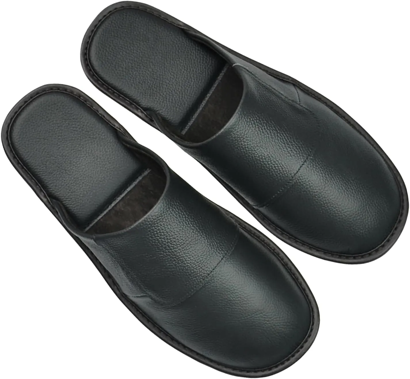 Hwayslon Leather Slippers Men's Women's Leather Room Slippers Natural Cowhide Luxury Solid Color Unisex