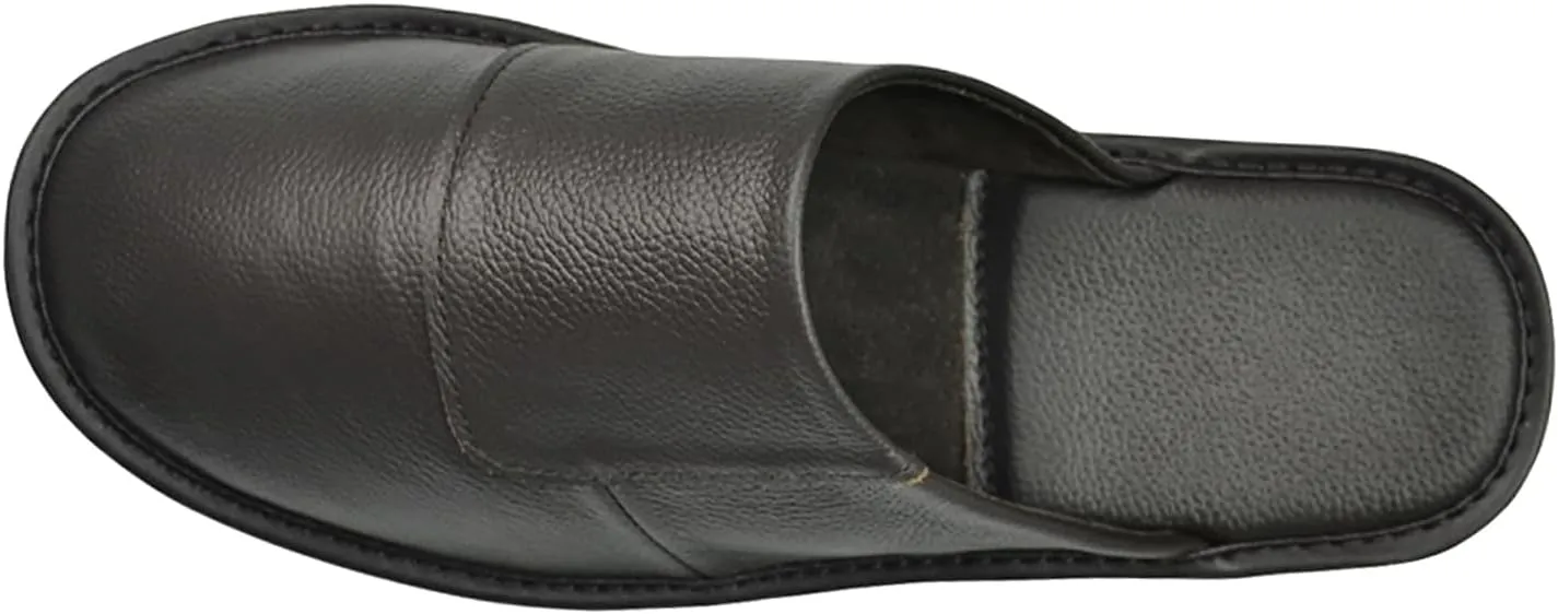 Hwayslon Leather Slippers Men's Women's Leather Room Slippers Natural Cowhide Luxury Solid Color Unisex
