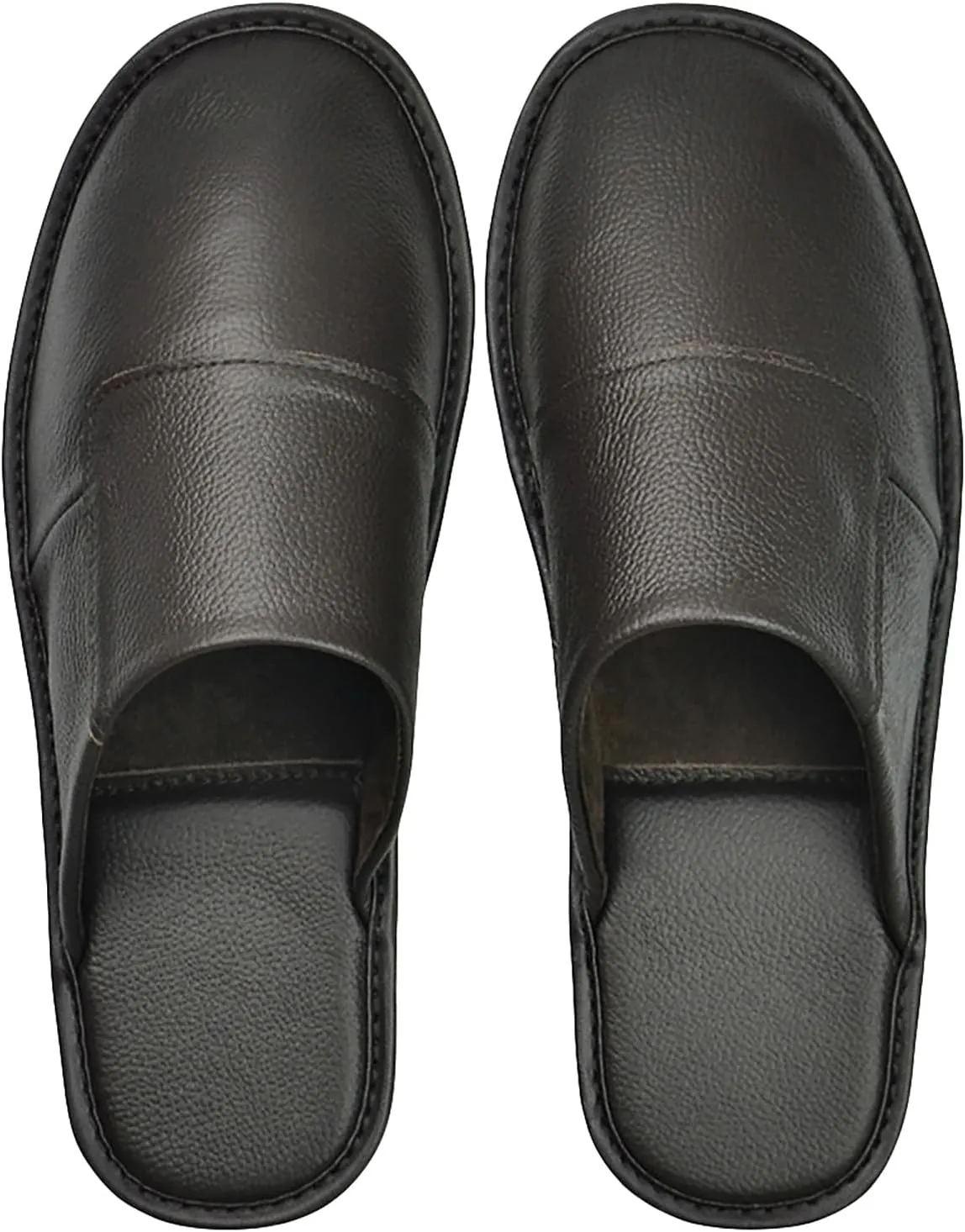 Hwayslon Leather Slippers Men's Women's Leather Room Slippers Natural Cowhide Luxury Solid Color Unisex