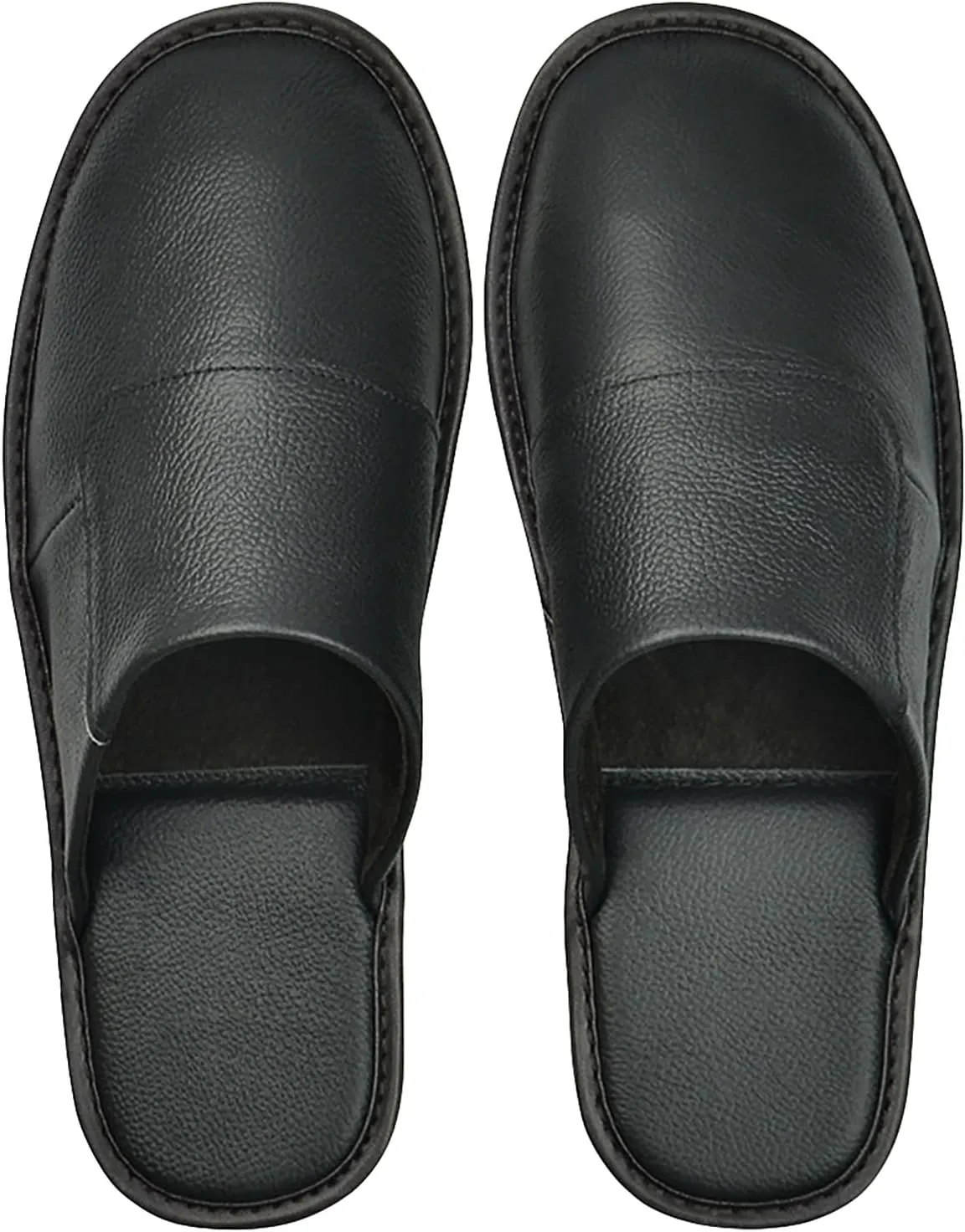 Hwayslon Leather Slippers Men's Women's Leather Room Slippers Natural Cowhide Luxury Solid Color Unisex
