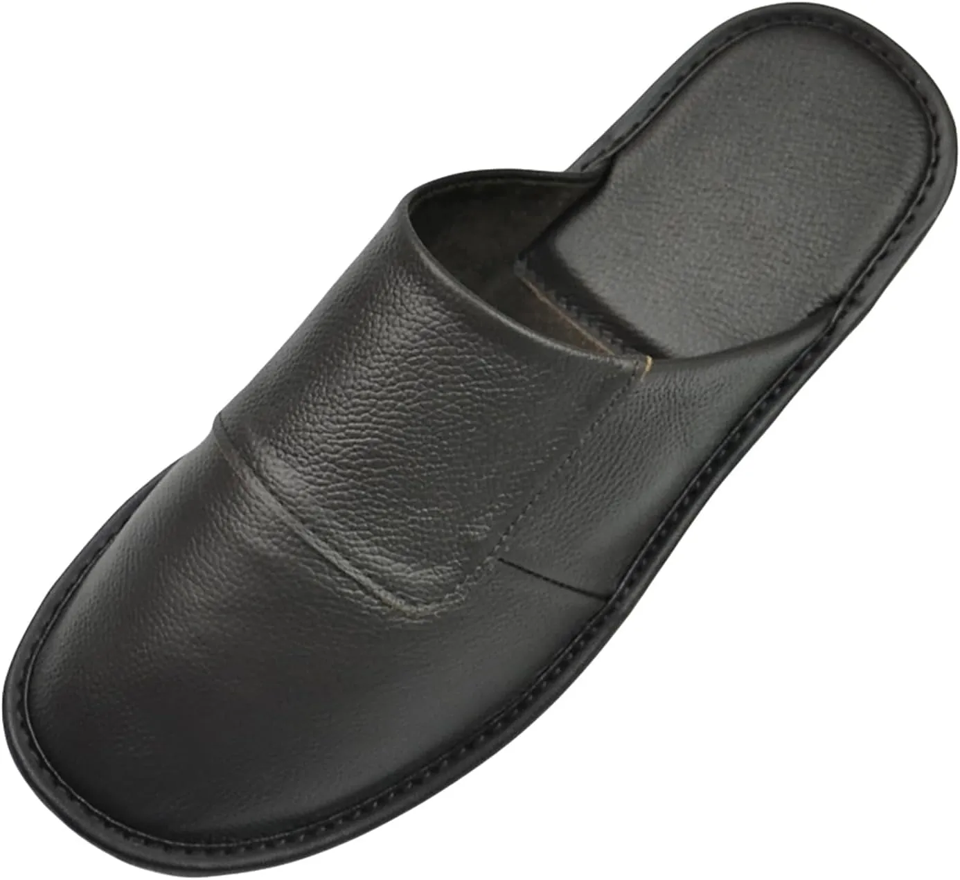 Hwayslon Leather Slippers Men's Women's Leather Room Slippers Natural Cowhide Luxury Solid Color Unisex