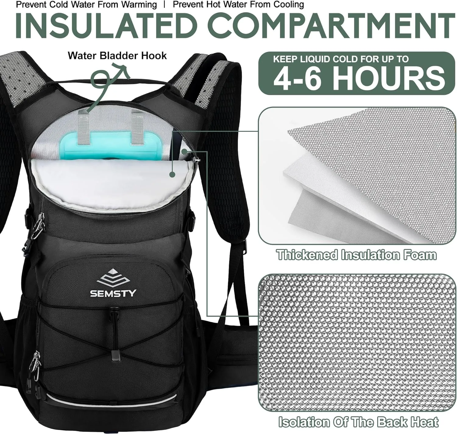 Hydration Backpack 25L, Hiking Backpack with 3L Water Bladder and Rain Cover, Light Water Backpack for Camping Cycling or Daily Men Women