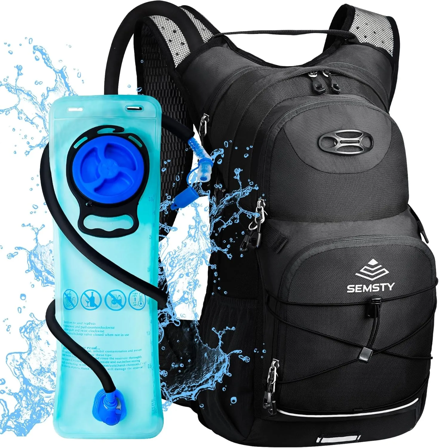 Hydration Backpack 25L, Hiking Backpack with 3L Water Bladder and Rain Cover, Light Water Backpack for Camping Cycling or Daily Men Women