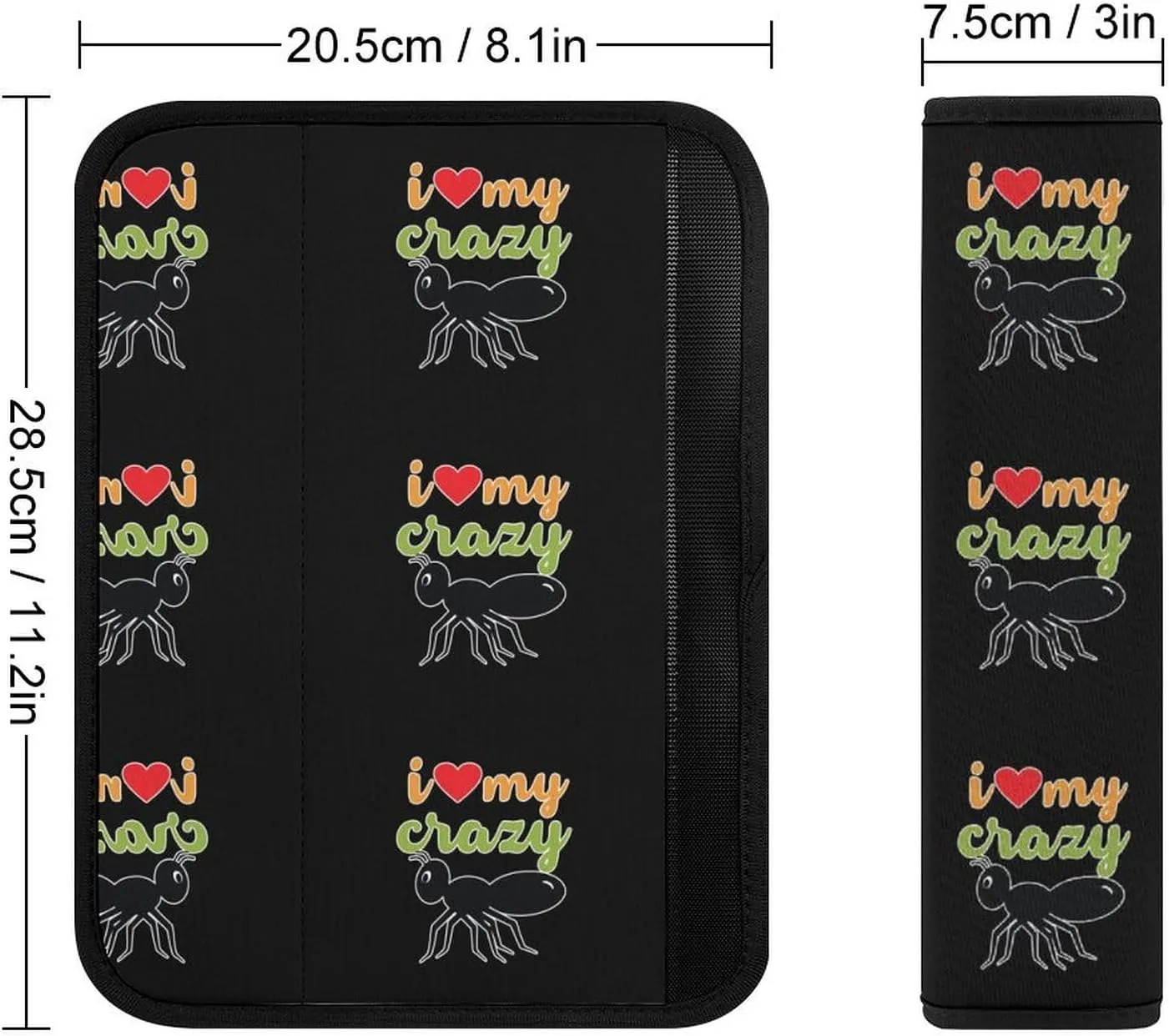 I Love My Crazy Aunt Fashion Car Seat Belt Cover Pad for Shoulder Bag Camera Soft Comfort Accessories 2PCS