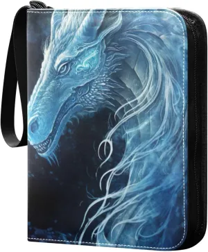Ice Dragon Painting Card Binder, 400 Pockets Card Holder with 50 Sleeves, Sturdy Card Holder Folders for Game Cards & Sports Cards