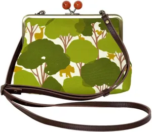 inokichi 6-Inch Gamaguchi Pochette, Japanese Pattern, Japanese Modern, Purse Pochette Cowhide Shoulder Bag, Kyoto Made in Japan, Hide and Seek, Kakurenbo - midori, Green