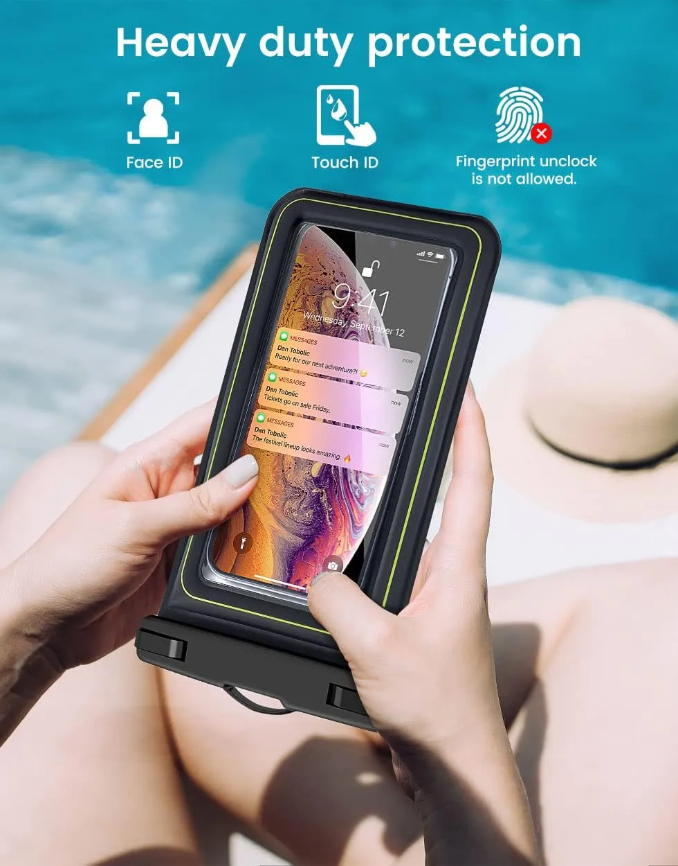 IP68 Waterproof Phone Pouch, Floating Waterproof Phone Case for iphone 16 15 14 13 Pro Max Xs Plus Galaxy S24  S23 Pixel 8 with Detachable Lanyard,Cellphone Dry Bags Beach Vacation Essentials -2 Pack