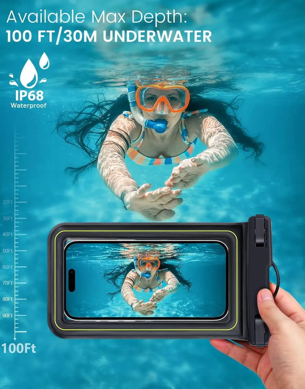 IP68 Waterproof Phone Pouch, Floating Waterproof Phone Case for iphone 16 15 14 13 Pro Max Xs Plus Galaxy S24  S23 Pixel 8 with Detachable Lanyard,Cellphone Dry Bags Beach Vacation Essentials -2 Pack