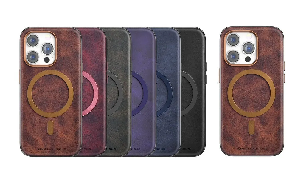 iPhone 13 Pro Luxurious Leather Magsafe Case- Brown