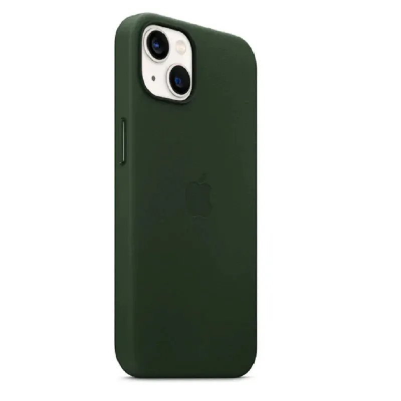 iPhone 15 Leather Magsafe Case With IC Working - Green