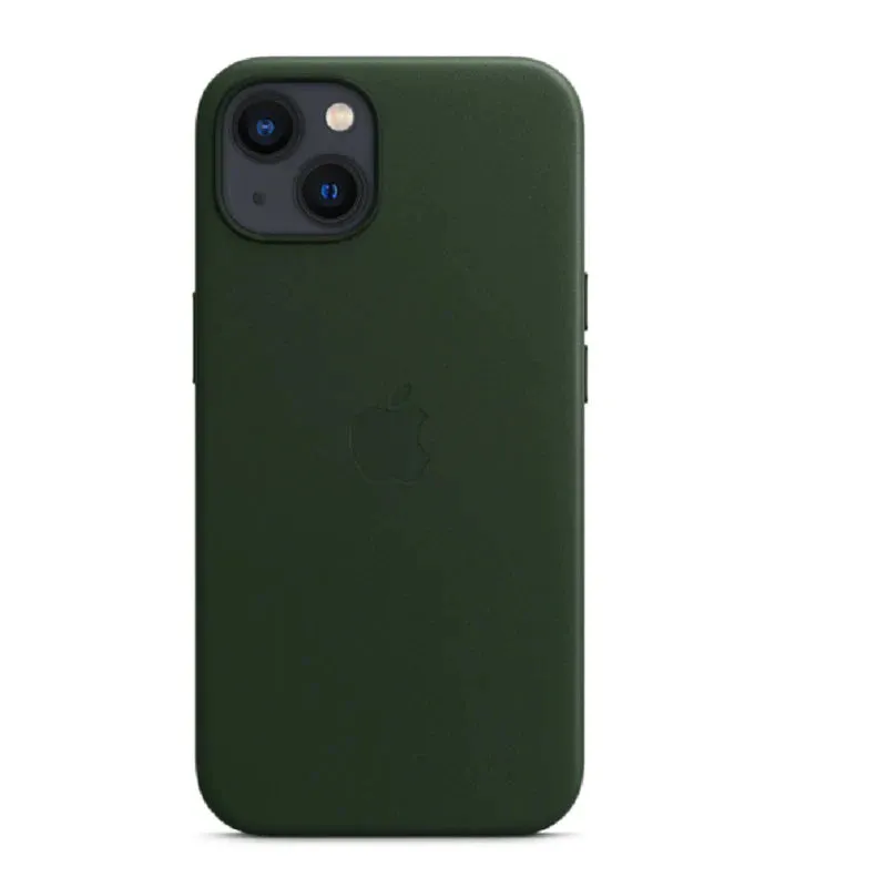 iPhone 15 Leather Magsafe Case With IC Working - Green