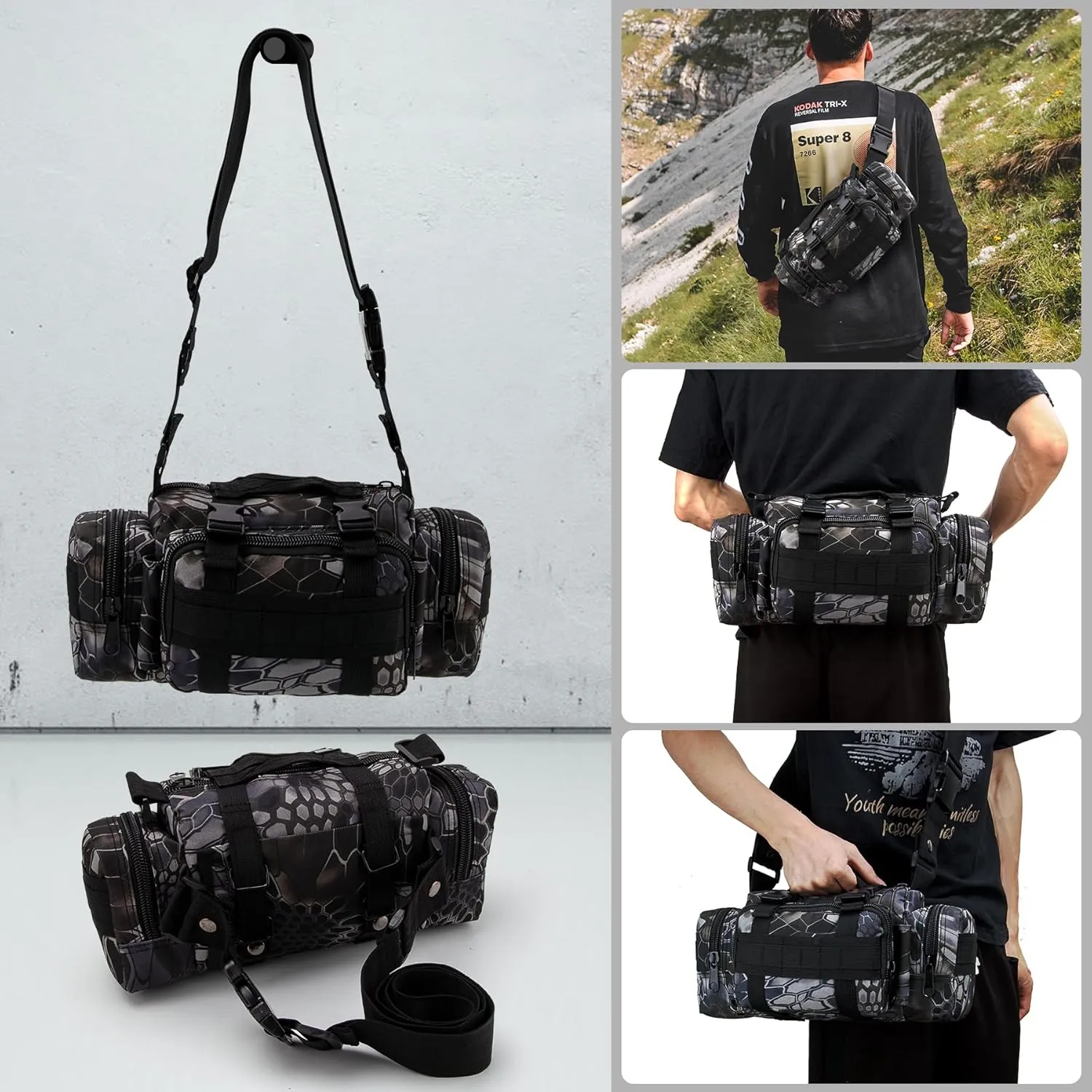 IronSeals Molle Tactical Sport Duffle Bag Water Resistant Deployment Bag (#10)