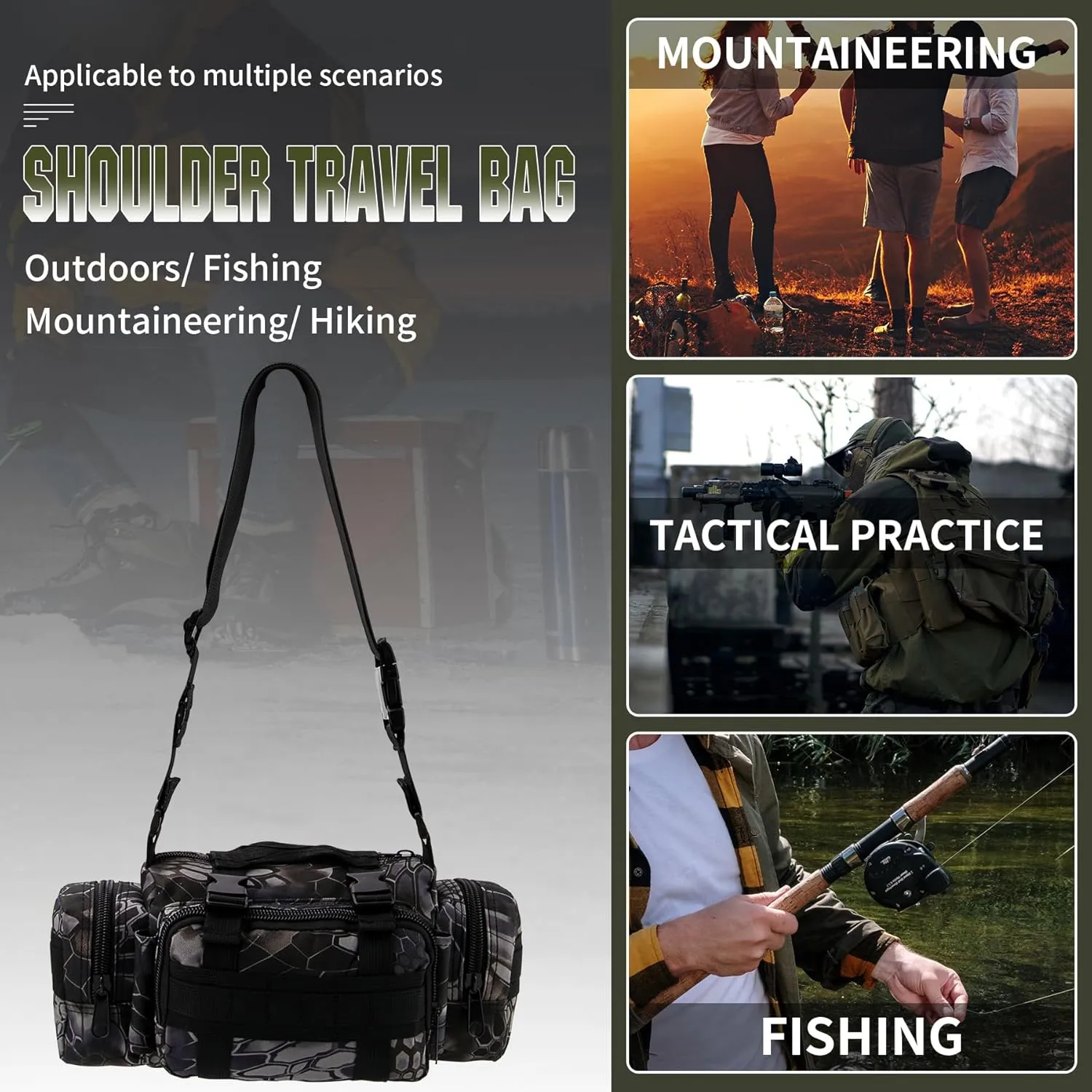 IronSeals Molle Tactical Sport Duffle Bag Water Resistant Deployment Bag (#10)