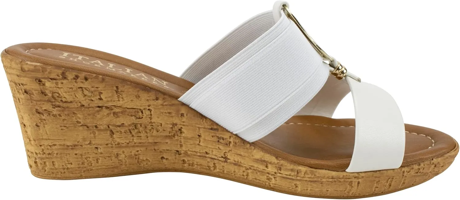 ITALIAN Shoemakers Women's Malou Faux Cork Wedge Sandals for Women